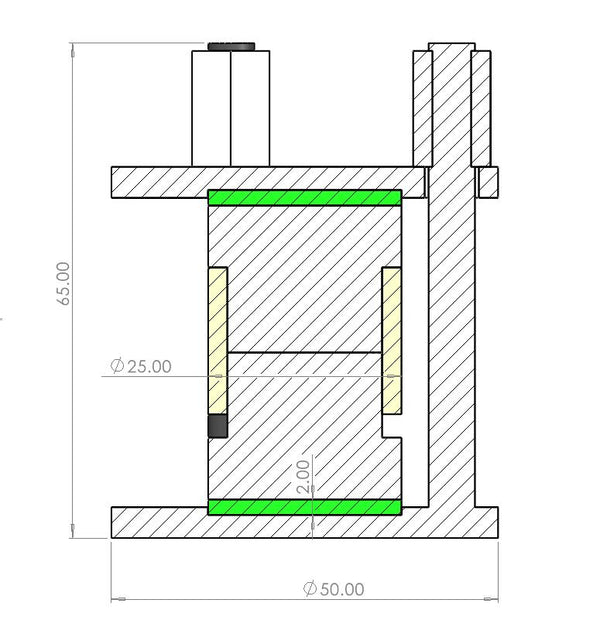 Pressure jig and high temperature testing cell kit for solid-state battery, Model GT09 Laborxing