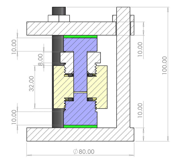 Standard pressure jig and testing cell kit for solid-state battery, Model GT11 Laborxing