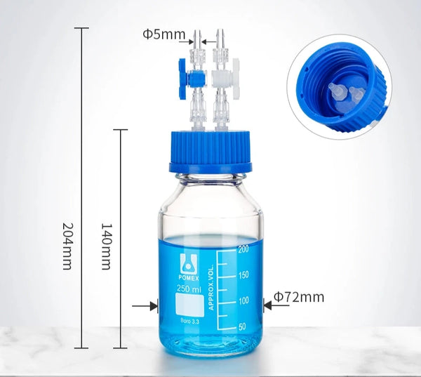 GL45 HPLC bottle with multiple distributor, capacity 100 to 2.000 ml Laborxing