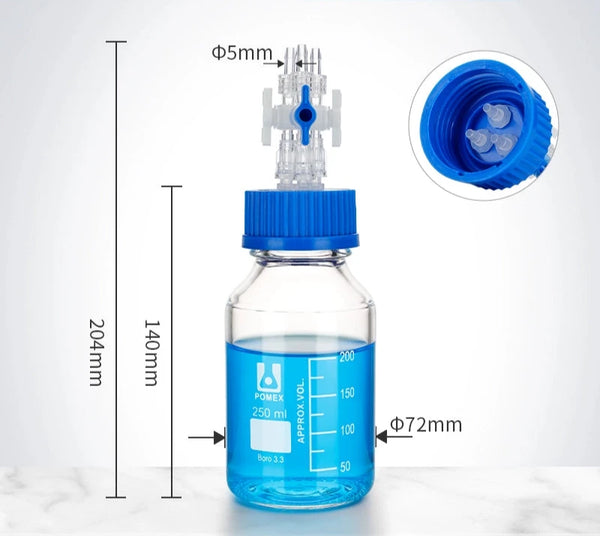 GL45 HPLC bottle with multiple distributor, capacity 100 to 2.000 ml Laborxing