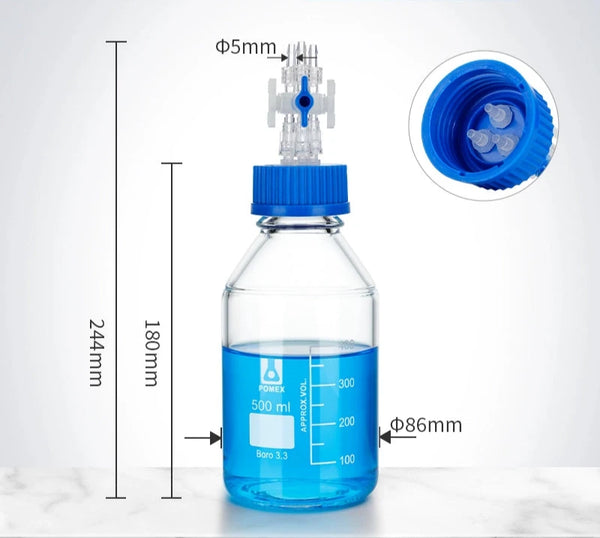 GL45 HPLC bottle with multiple distributor, capacity 100 to 2.000 ml Laborxing