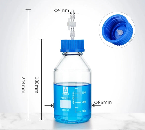 GL45 HPLC bottle with multiple distributor, capacity 100 to 2.000 ml Laborxing