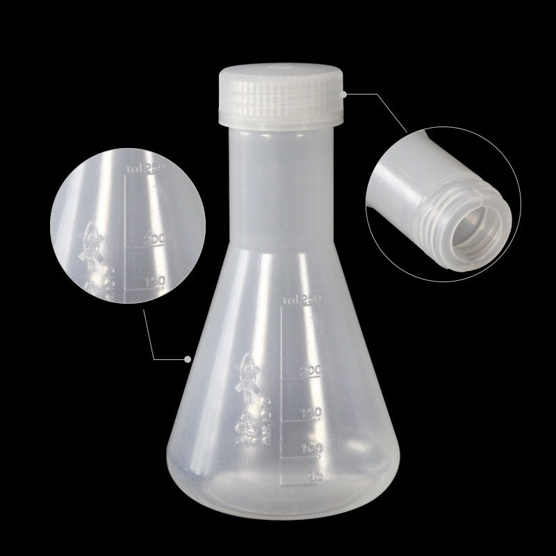 Plastic Conical Flasks Clear Graduated 50ml to 2000ml With Cap